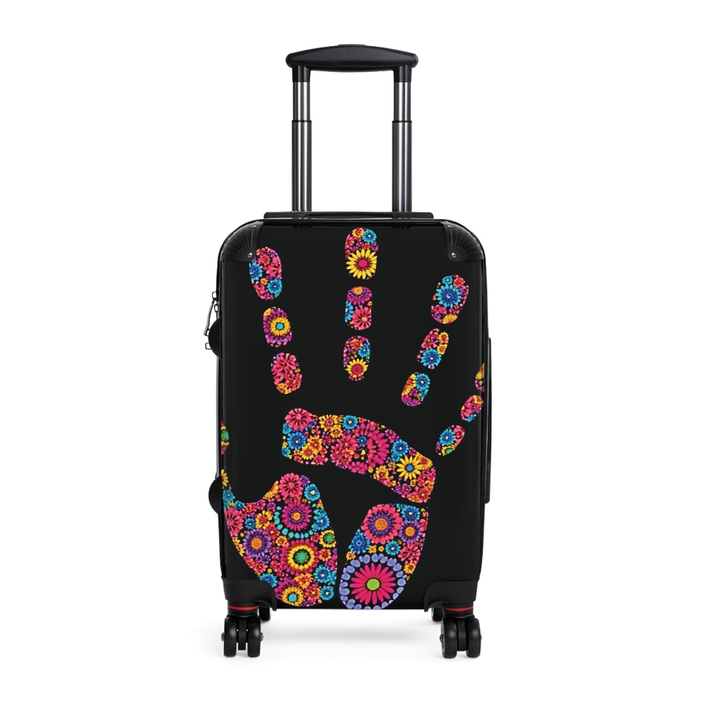 Floral Handprint Suitcase – Colorful Flower Travel Luggage