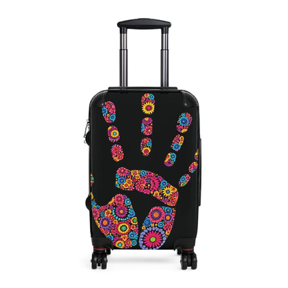 Floral Handprint Suitcase – Colorful Flower Travel Luggage