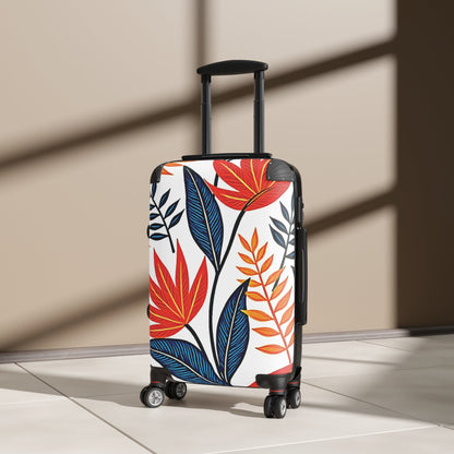 Carry-On Suitcase with Bold Tropical Leaf Print – Colorful Travel Luggage