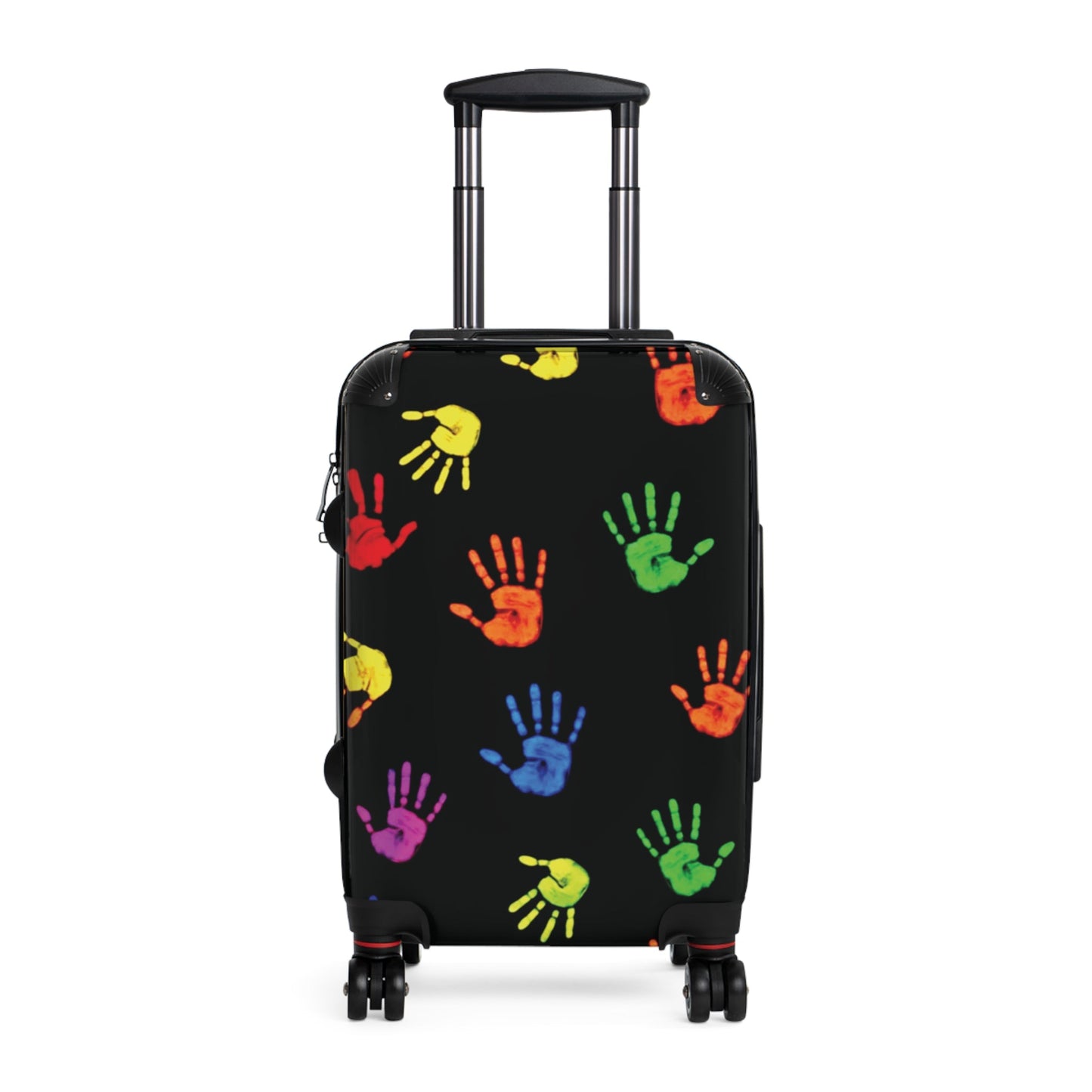 Colorful Handprint Carry-On Suitcase — Kids Travel Luggage with Rainbow Handprints