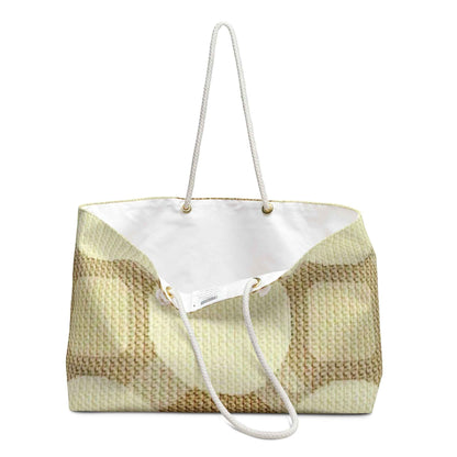 Neutral Geometric Circles Weekender Bag, Retro Beige Pattern Tote, Mom Lifestyle Travel Carryall, Large Beach Handbag