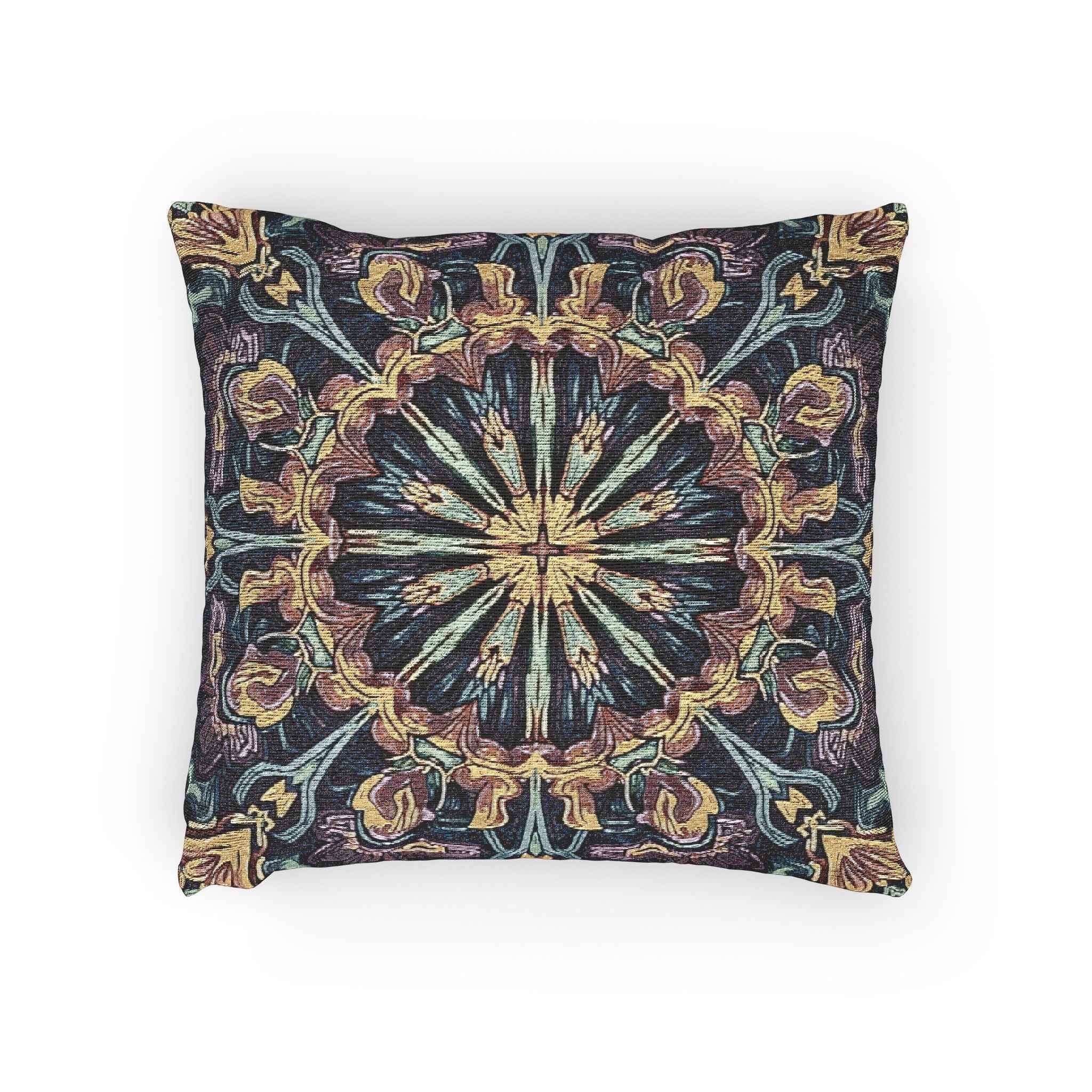 Geometric Mandala Woven Pillow | Boho Mosaic Throw Cushion