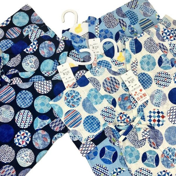 [Pre-Order] Made in Japan Jinbei Set: Traditional Pattern 2-Piece Set (Tsumugi Cotton) (Save 10% in March)