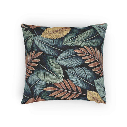 Tropical Leaf Pattern Woven Pillow | Botanical Throw Pillow, Textured Tapestry Design