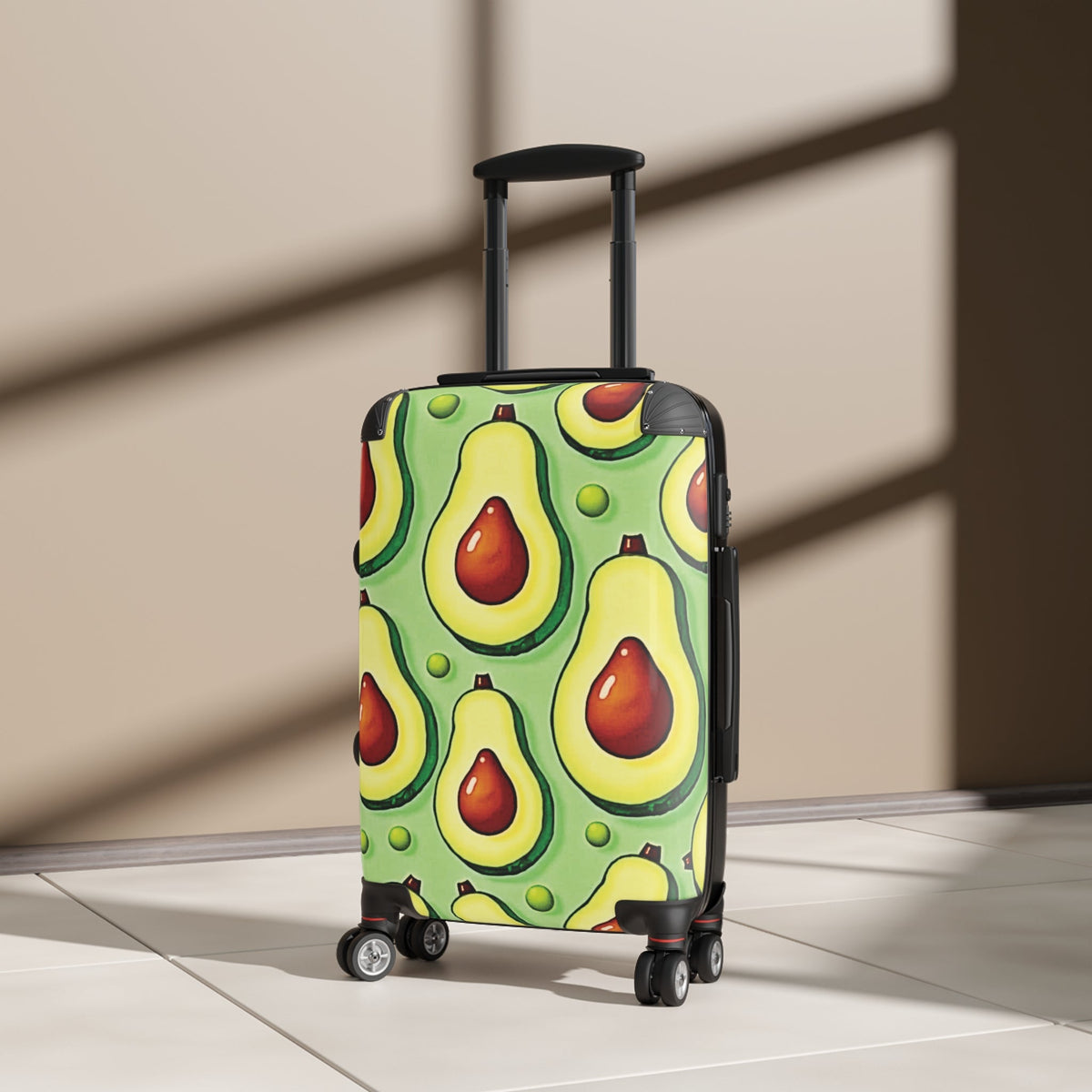 Avocado Pattern Suitcase – Colorful Fruit Print Carry-On Luggage