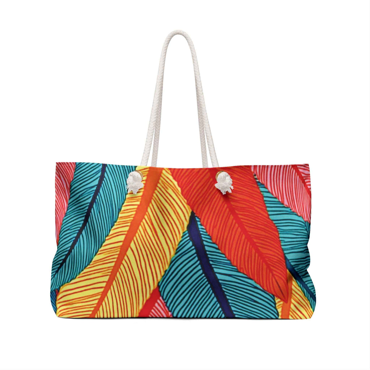 Colorful Tropical Feather Weekender Bag | Beach Travel Tote | Large Tote Large | mom baby essentials bag | mom baby bag