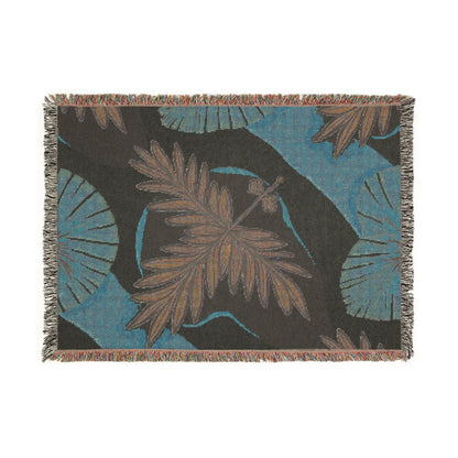 Tropical Palm Woven Blanket — Boho Beach-Print Throw for Living Room & Patio