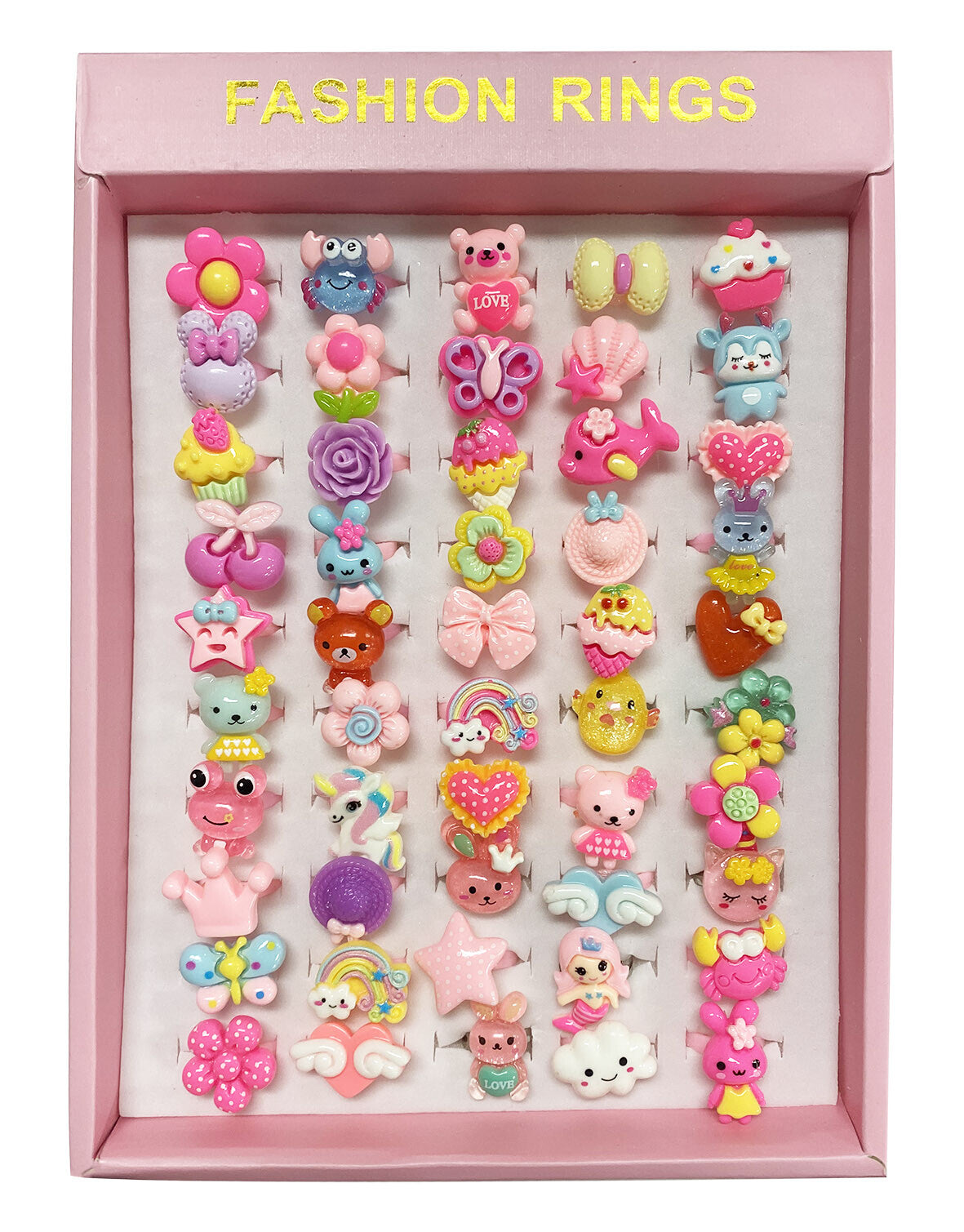 販促品や景品に★かわいいイロイロゆびわアソート★（50点入り）