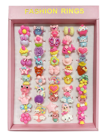 販促品や景品に★かわいいイロイロゆびわアソート★（50点入り）