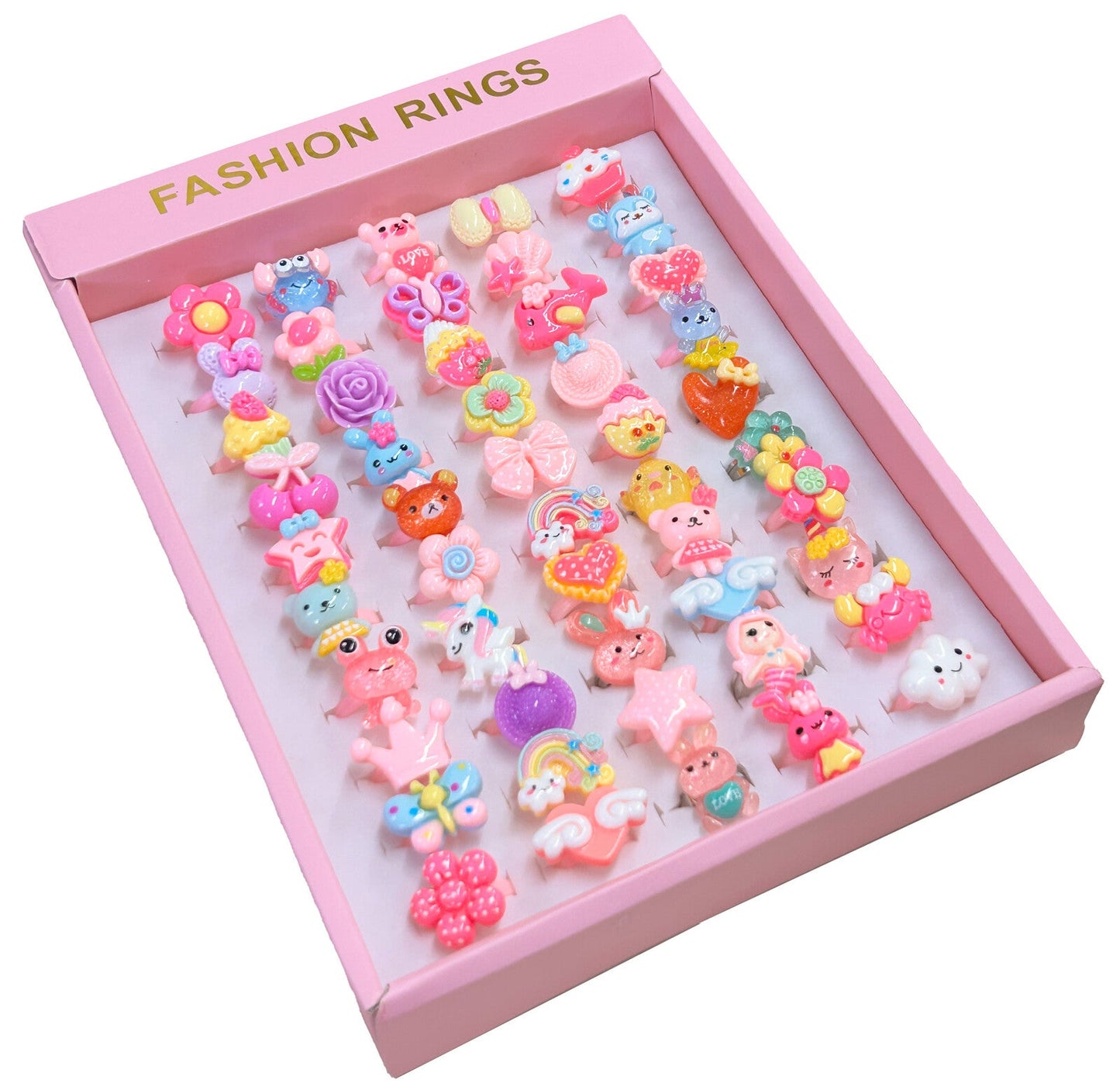 販促品や景品に★かわいいイロイロゆびわアソート★（50点入り）