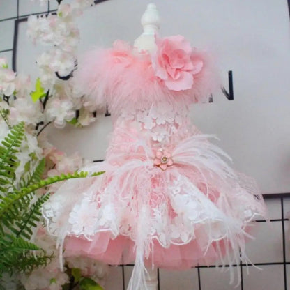 Baby Boo Feather Dog Dress | Elegant Occasion Dog Dress