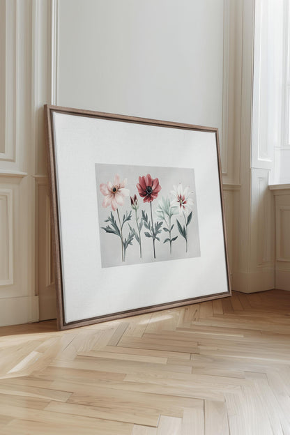 FLEURS DE SAISON, Oeuvre sur toile étirée