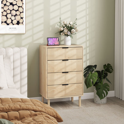 Jesse Chest of Drawers with Fluted Panels and Solid Wood Legs-Oak