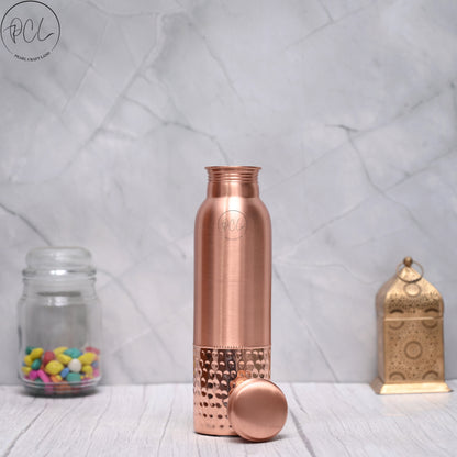 100% Pure Copper Water Bottle 950ML | half and half Ayurvedic Design | Handcrafted, Leak-Proof & Sustainable