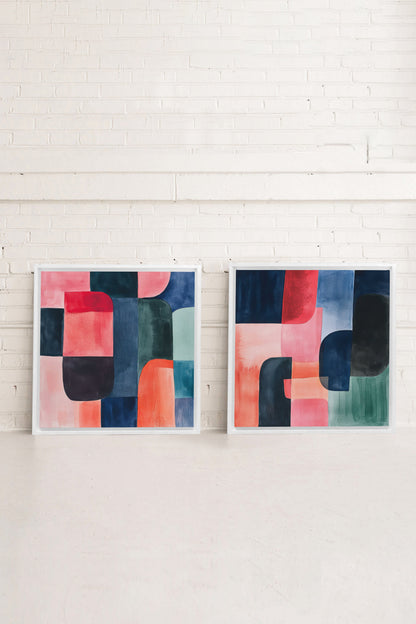 DUO ÉCLATS COLORÉS (2 Oeuvres sur toile étirée)