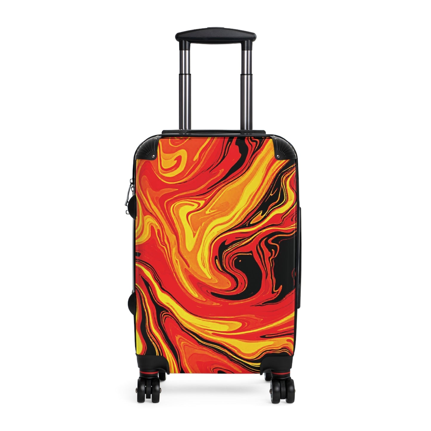 Fiery Marble Carry-On Suitcase — Bold Red & Yellow Swirl Luggage