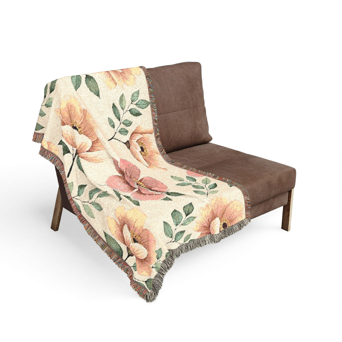 Floral Woven Blanket — Vintage Botanical Throw Blanket