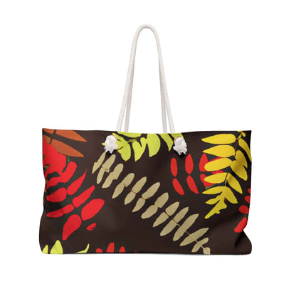 Autumn Fern Pattern Weekender Bag | Fall Leaf Large Tote Bag