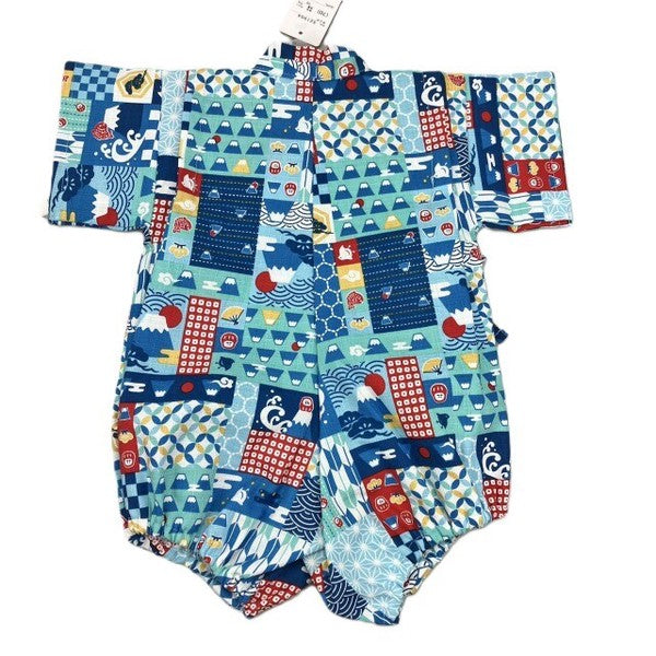 [Pre-Order] Made in Japan Jinbei Romper: Patchwork Fuji (Tsumugi Cotton) (Save 10% in March)