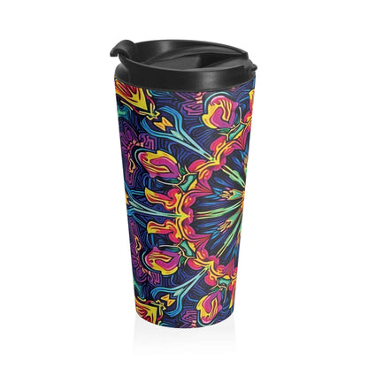 Kaleidoscope Neon Mandala Stainless Steel Travel Mug