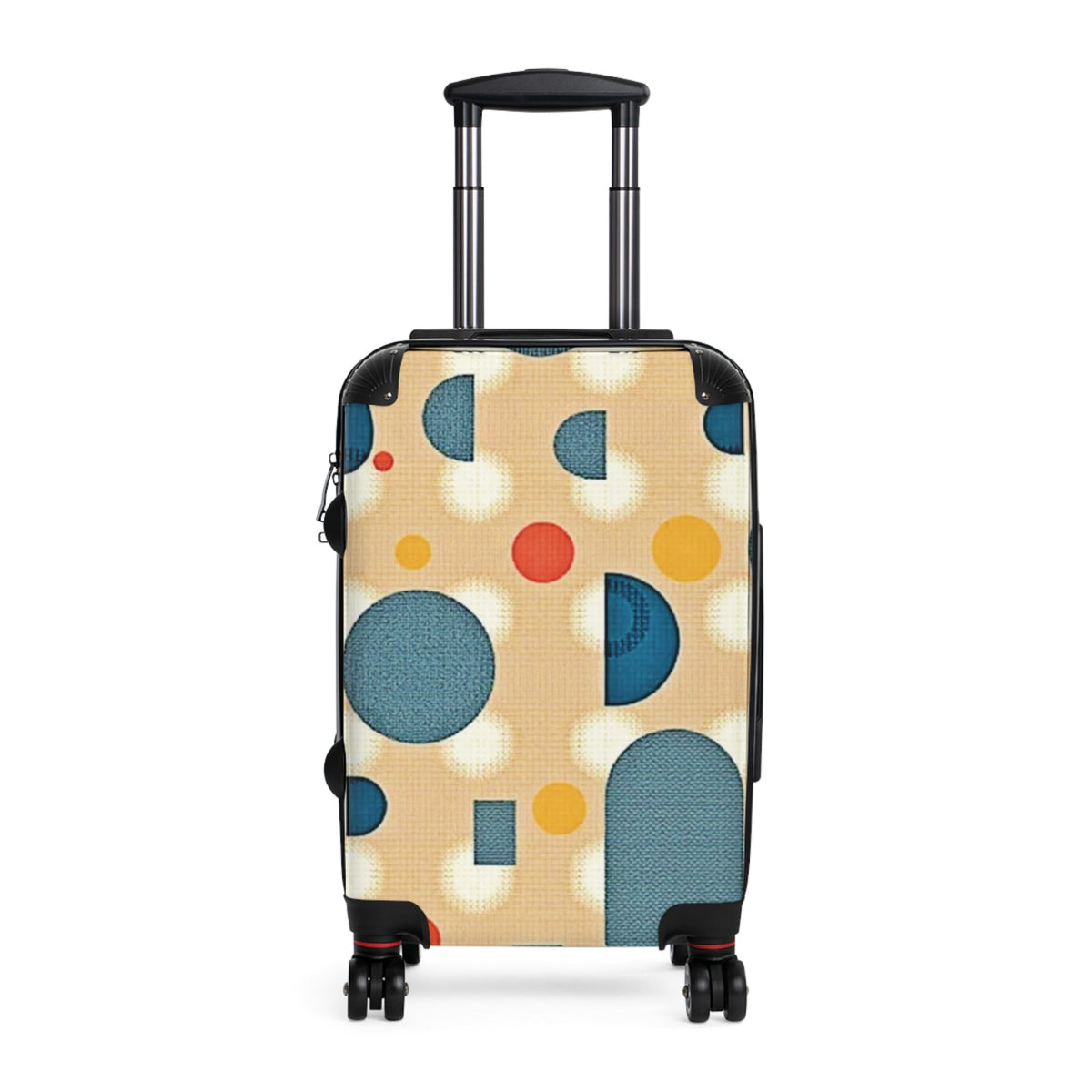 Retro Polka Dot Carry-On Suitcase — Midcentury Blue & Mustard Travel Luggage