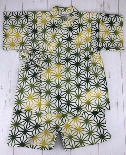 [Pre-Order] Made in Japan Jinbei Set: Hemp Leaf Pattern 2-Piece Set (Tsumugi Cotton) (Save 10% in March)