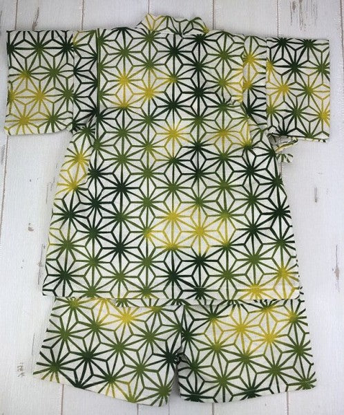 [Pre-Order] Made in Japan Jinbei Set: Hemp Leaf Pattern 2-Piece Set (Tsumugi Cotton) (Save 10% in March)