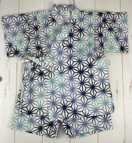 [Pre-Order] Made in Japan Jinbei Set: Hemp Leaf Pattern 2-Piece Set (Tsumugi Cotton) (Save 10% in March)