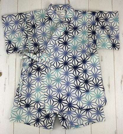 [Pre-Order] Made in Japan Jinbei Set: Hemp Leaf Pattern 2-Piece Set (Tsumugi Cotton) (Save 10% in March)