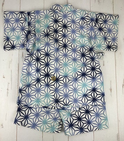 [Pre-Order] Made in Japan Jinbei Set: Hemp Leaf Pattern 2-Piece Set (Tsumugi Cotton) (Save 10% in March)