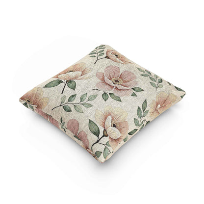 Elegant Watercolor Woven Pillow - Luxury Floral Living Room Accent
