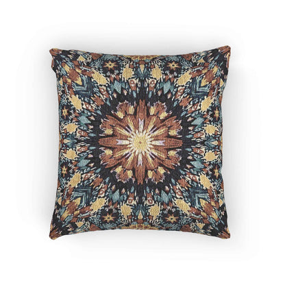 Geometric Mandala Woven Pillow | Boho Mosaic Throw Pillow