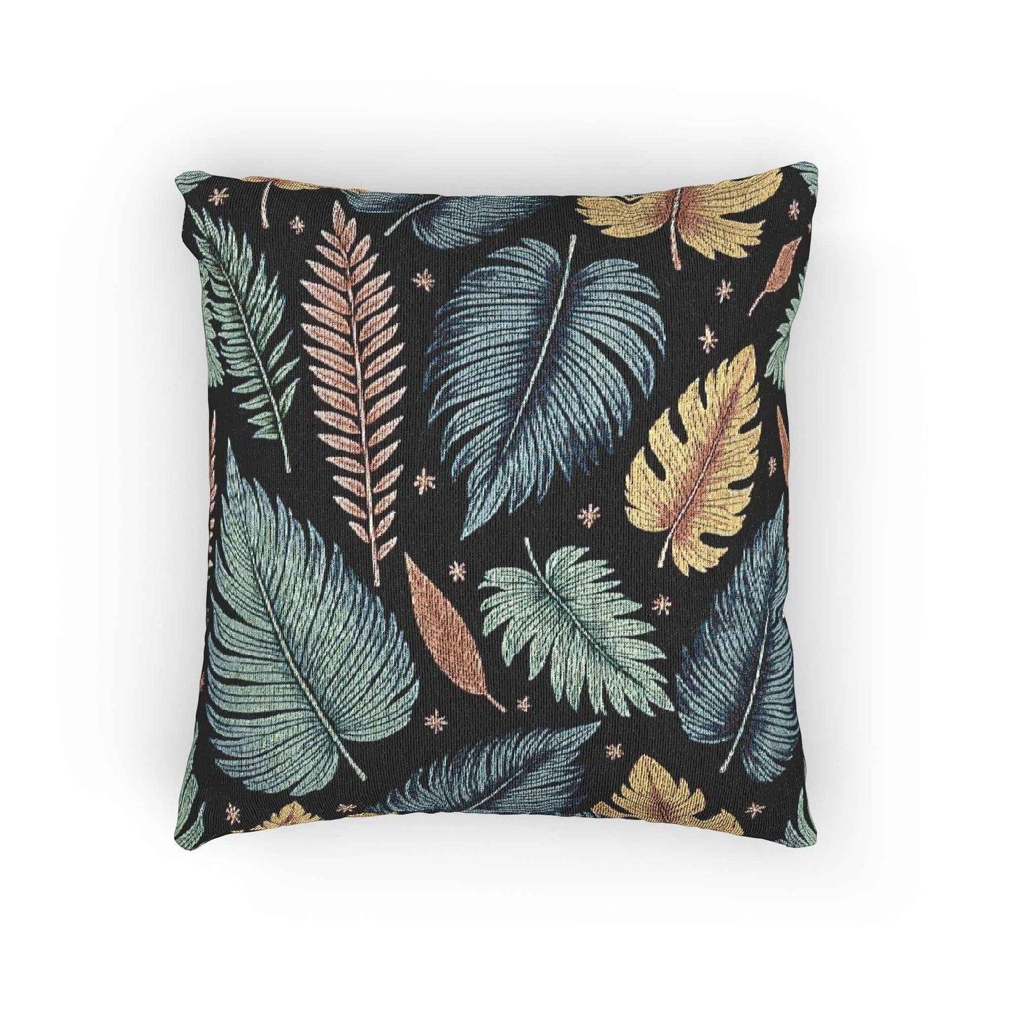 Autumn Leaves Woven Pillow | Multicolor Leaf Pattern, Textured Cushion