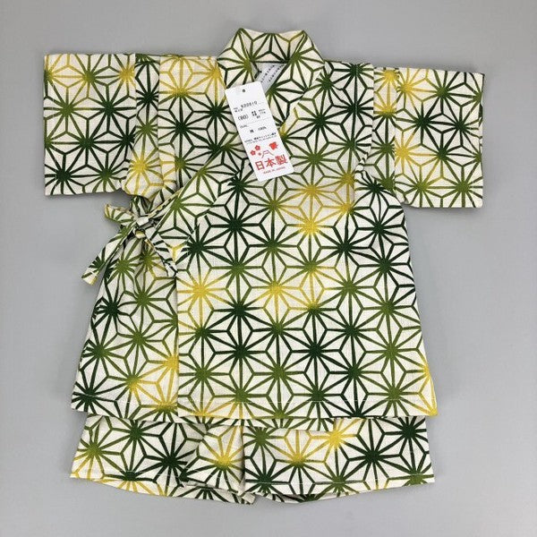 [Pre-Order] Made in Japan Jinbei Set: Hemp Leaf Pattern 2-Piece Set (Tsumugi Cotton) (Save 10% in March)