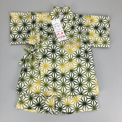 [Pre-Order] Made in Japan Jinbei Set: Hemp Leaf Pattern 2-Piece Set (Tsumugi Cotton) (Save 10% in March)