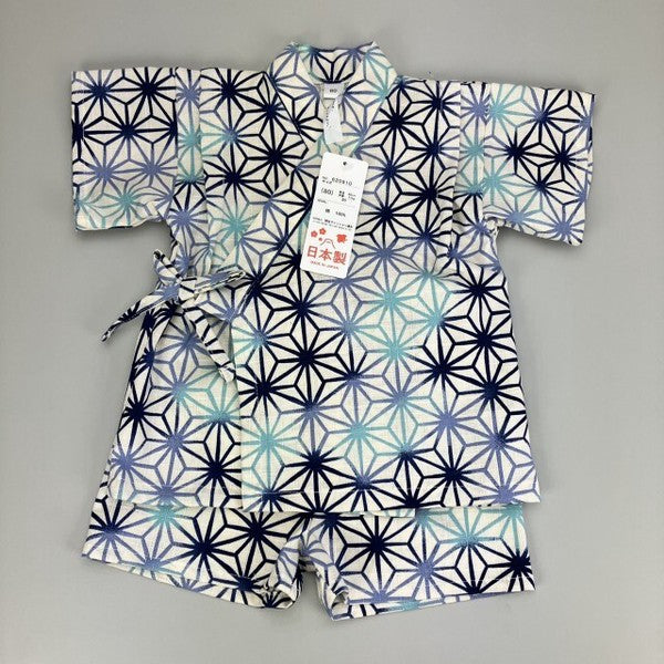 [Pre-Order] Made in Japan Jinbei Set: Hemp Leaf Pattern 2-Piece Set (Tsumugi Cotton) (Save 10% in March)