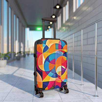 Colorful Geometric Carry-On Suitcase — Modern Abstract Travel Luggage