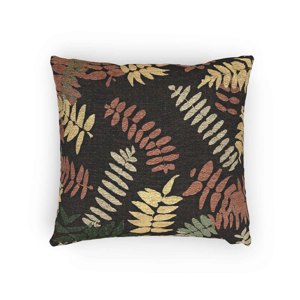 Fern Leaf Pattern Woven Pillow, Retro Botanical Throw Pillow | Earth Tone Leaves