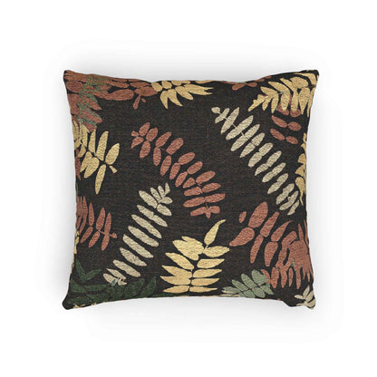 Fern Leaf Pattern Woven Pillow, Retro Botanical Throw Pillow | Earth Tone Leaves