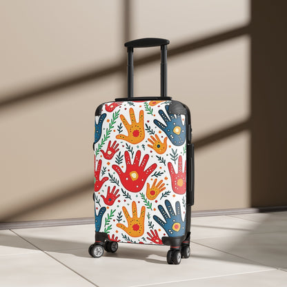 Colorful Handprint Pattern Suitcase — Playful Travel Carry-On for Kids & Families