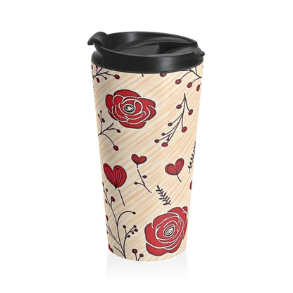 Red Rose Floral Travel Mug | Stainless Steel Tumbler