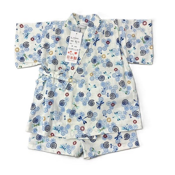 [Pre-Order] Made in Japan Jinbei Set: Family Crest & Dragonfly 2-Piece Set (Tsumugi Cotton) (Save 10% in March)