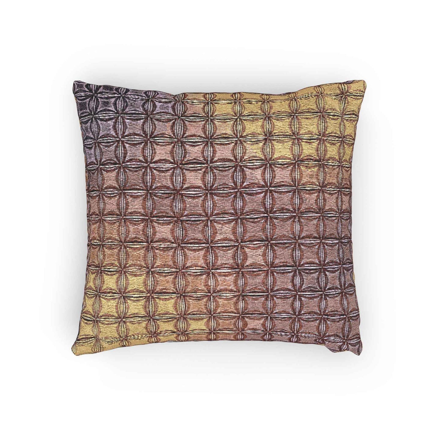 Geometric Woven Pillow | Square Grid Pattern, Textured Boho Throw Pillow