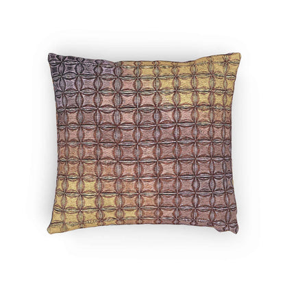 Geometric Woven Pillow | Square Grid Pattern, Textured Boho Throw Pillow