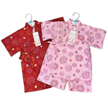 [Pre-Order] Made in Japan Jinbei Set: Fireworks Pattern 2-Piece Set (Tsumugi Cotton) (Save 10% in March)