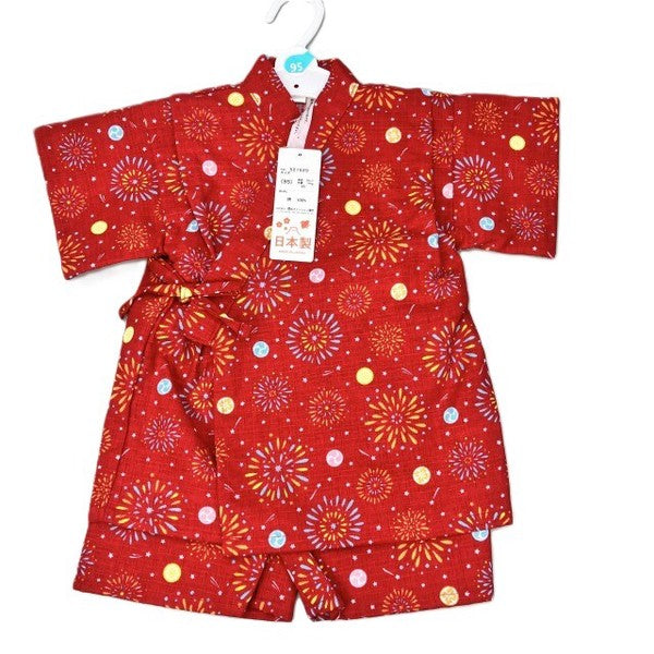 [Pre-Order] Made in Japan Jinbei Set: Fireworks Pattern 2-Piece Set (Tsumugi Cotton) (Save 10% in March)