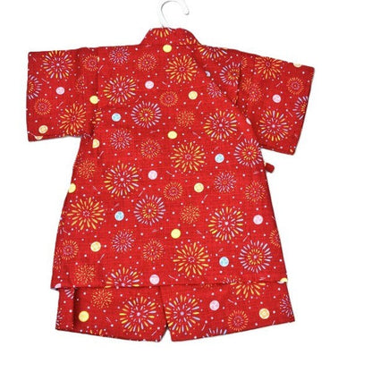 [Pre-Order] Made in Japan Jinbei Set: Fireworks Pattern 2-Piece Set (Tsumugi Cotton) (Save 10% in March)