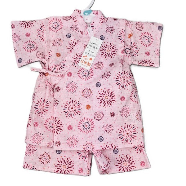 [Pre-Order] Made in Japan Jinbei Set: Fireworks Pattern 2-Piece Set (Tsumugi Cotton) (Save 10% in March)