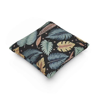 Autumn Leaves Woven Pillow | Multicolor Leaf Pattern, Textured Cushion