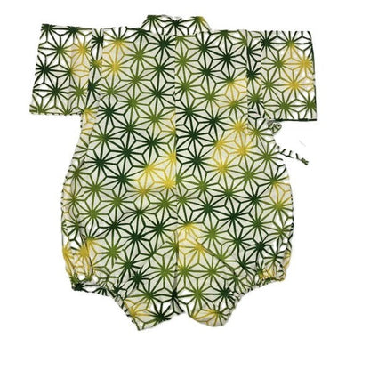 [Pre-Order] Made in Japan Jinbei Romper: Hemp Leaf Pattern (Tsumugi Cotton) (Save 10% in March)